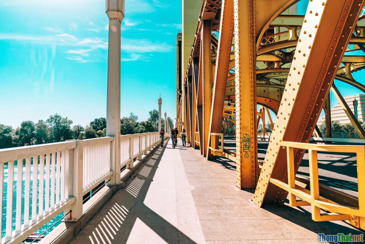 instagram spots, golden bridge, drone view, cafe design