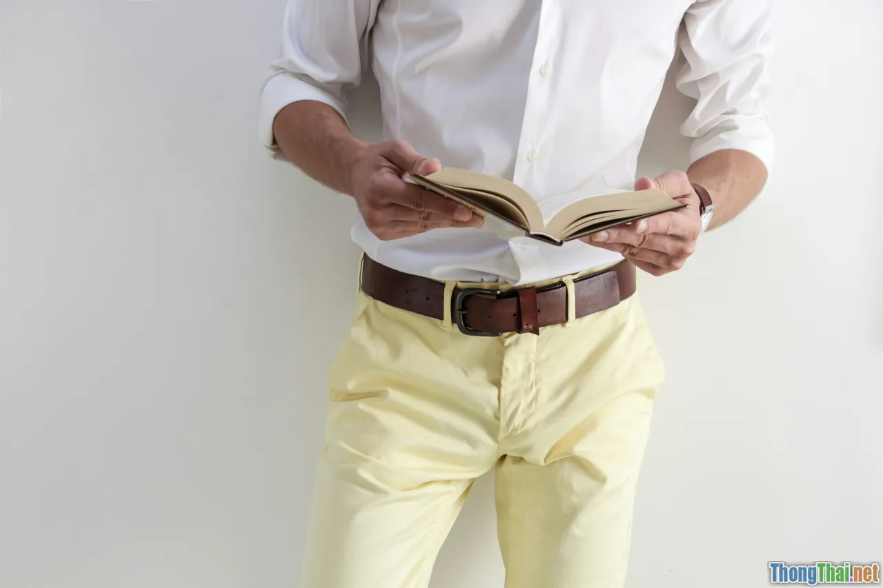 man office shirt, colored trousers