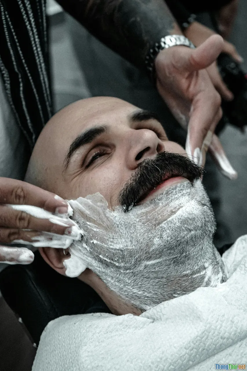 men at nail salon, male self-care spa, barbershop spa