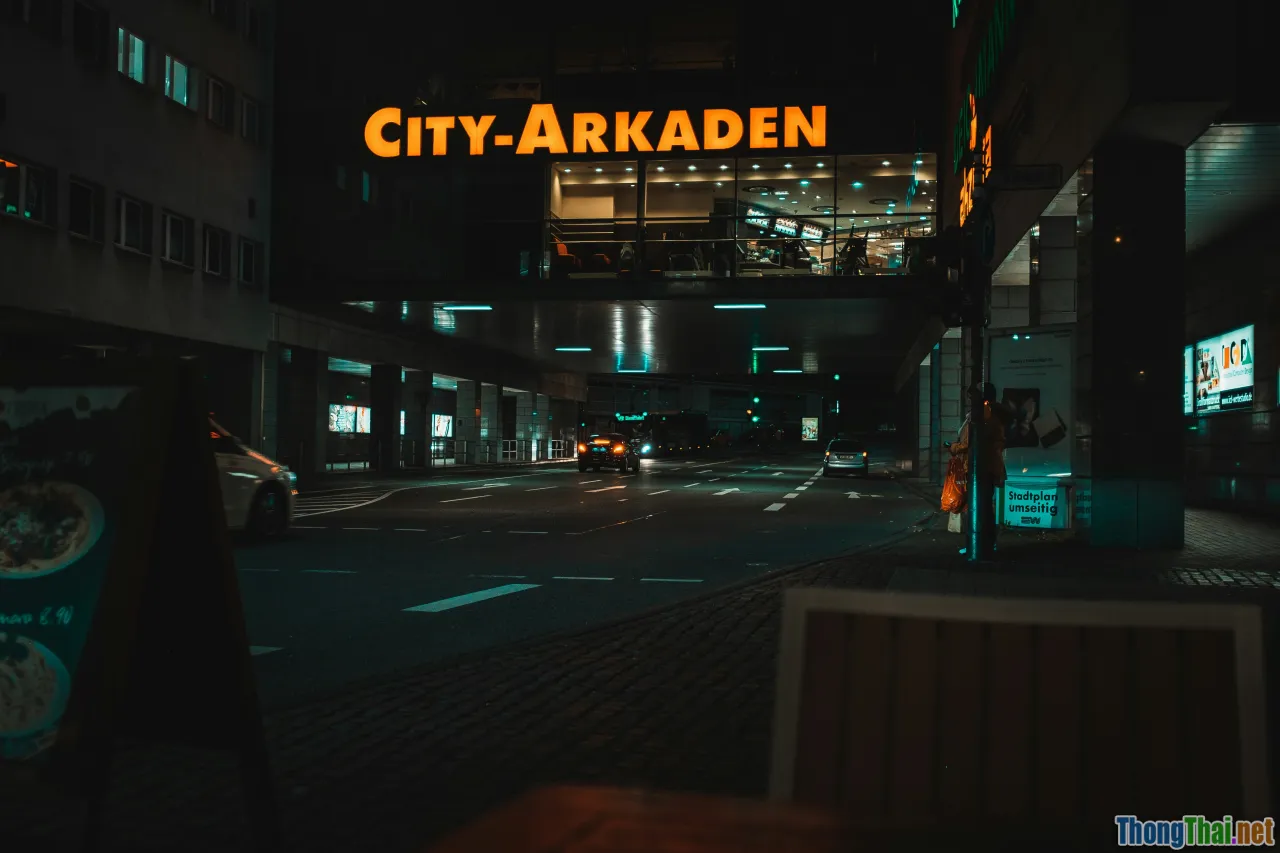 synth soundtrack, ambient, city noise