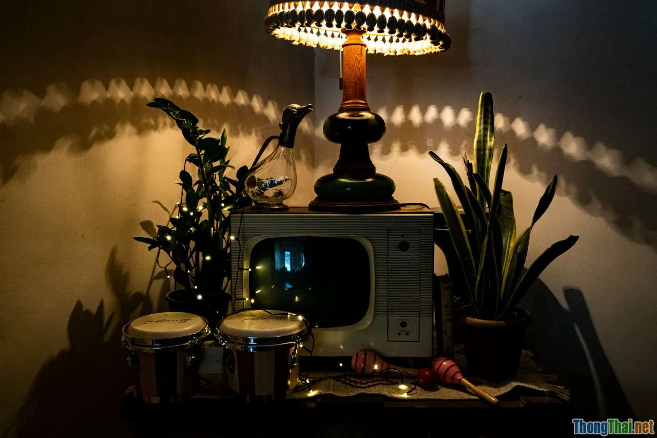 watching movie night, popcorn, old TV set