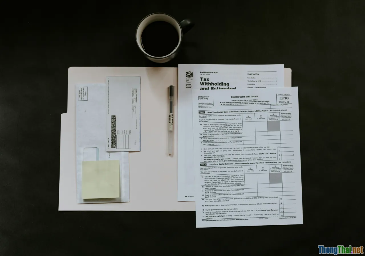 working desk, business plan, receipts