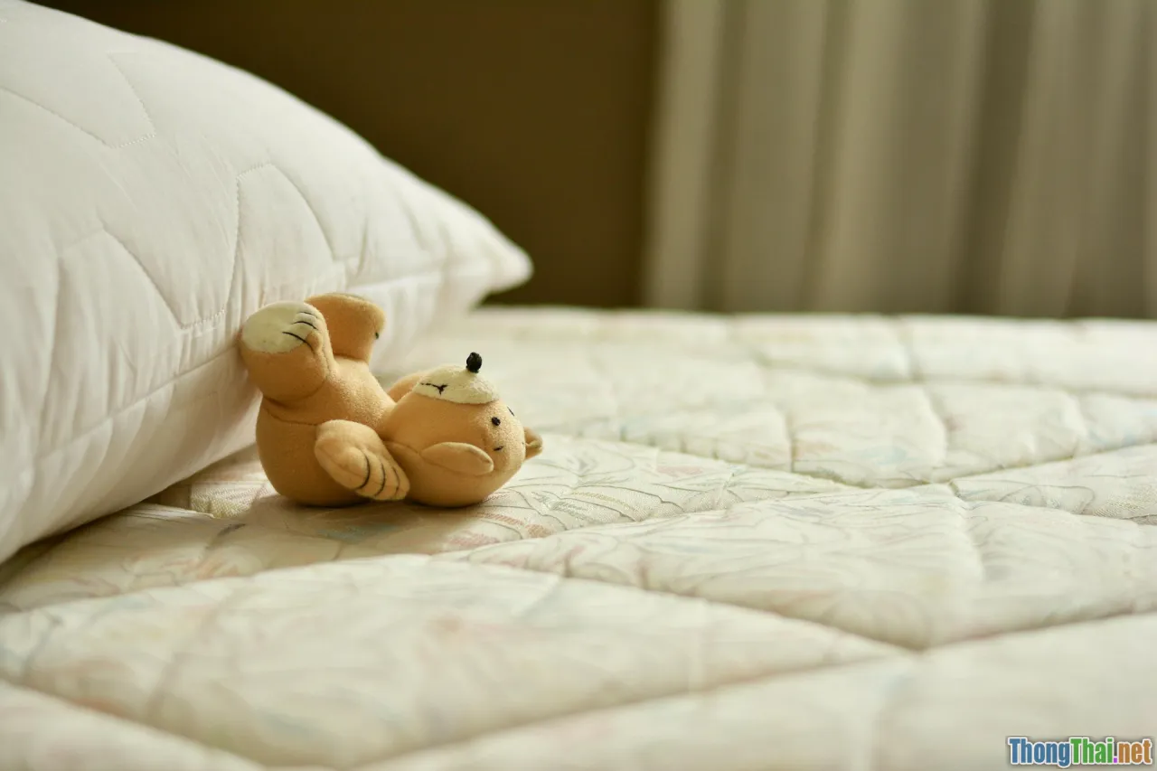 bed mattress, pillow, cozy bedroom