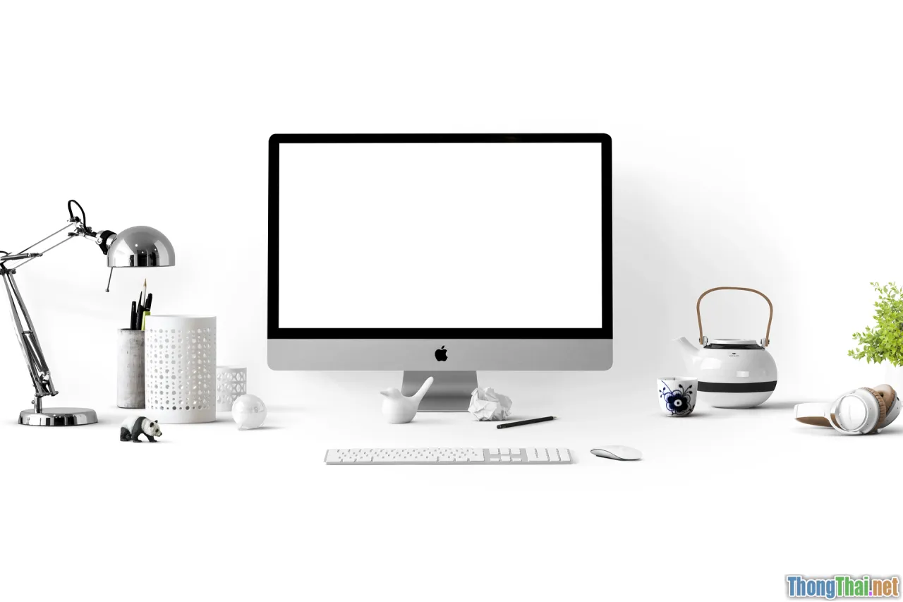 workspace, tidy desk, morning setup