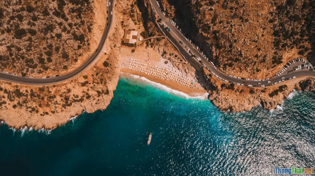 aerial view, coastline, beachfront, tropical