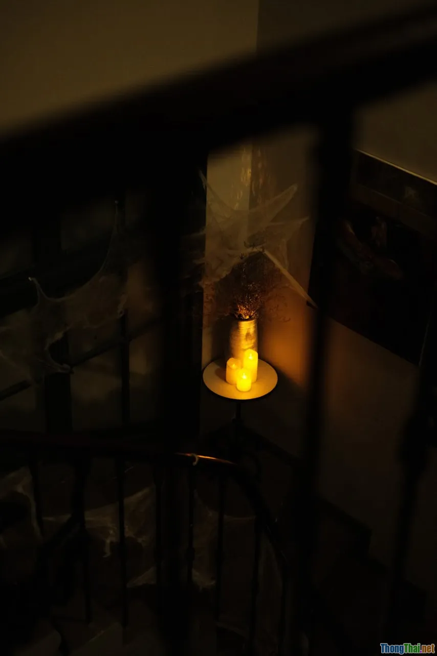 lighting design, spooky ambiance, home staging, halloween scene