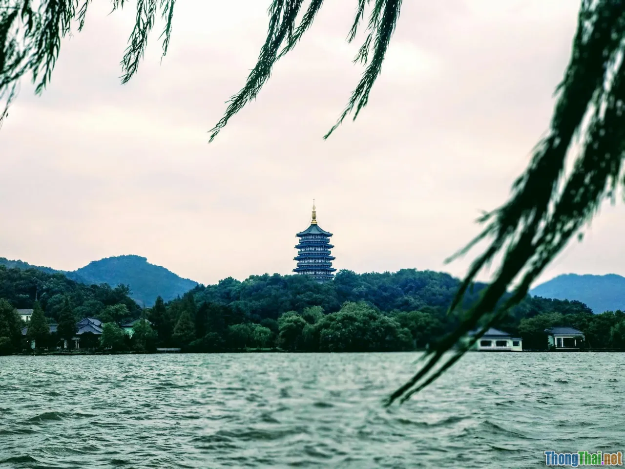 west lake, sunset view, bridges, pagoda island