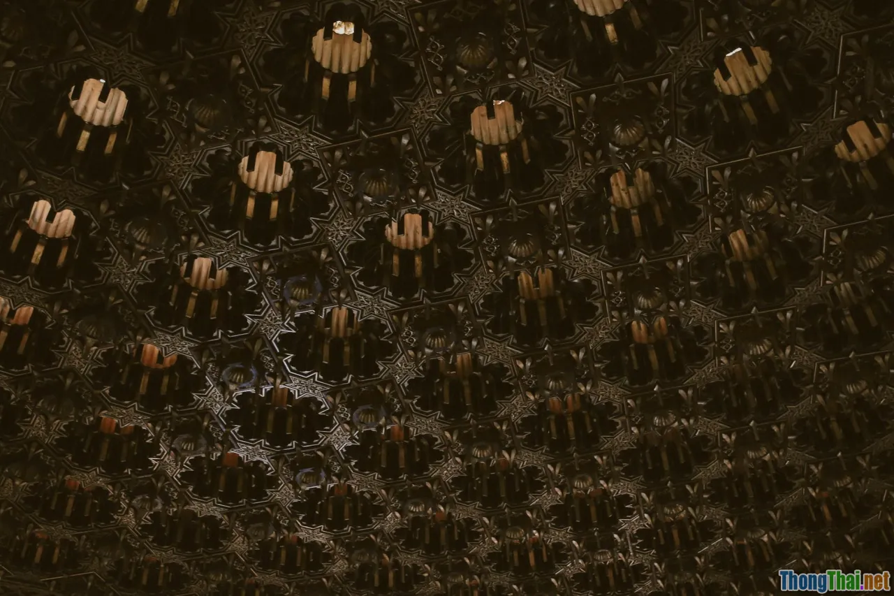 wood carving, vietnamese motifs, traditional ceiling