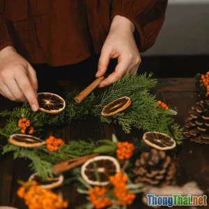 Bí mật làm vòng nguyệt quế Giáng Sinh chỉ bằng len